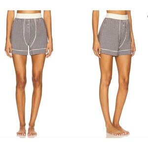WeWoreWhat Gingham Boxer Shorts Antique White Black REVOLVE  Size S NWT
